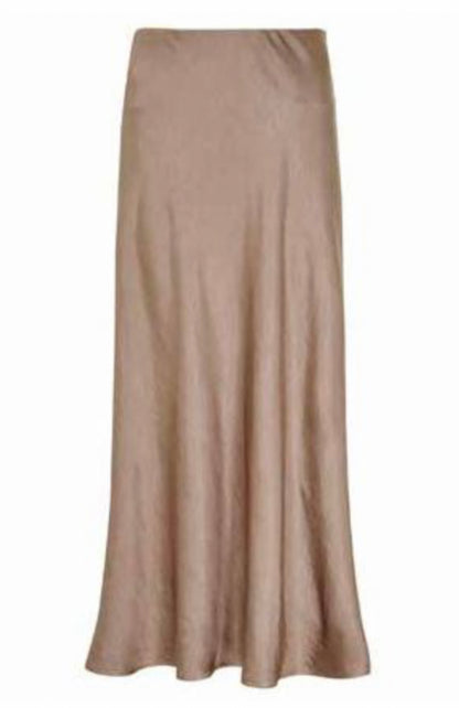 Satin Maxi Skirt - Khaki & Slate