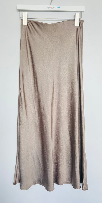 Satin Maxi Skirt - Khaki & Slate