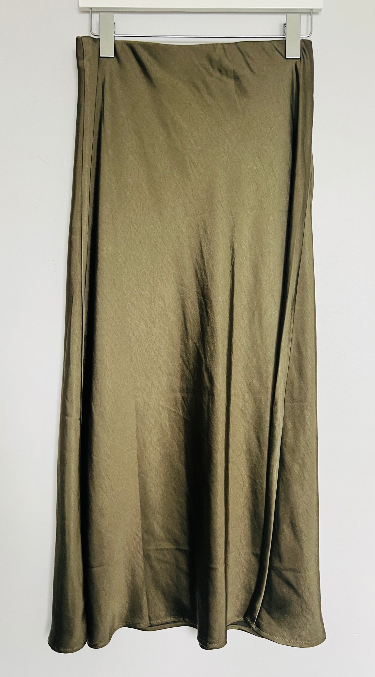 Satin Maxi Skirt - Khaki & Slate