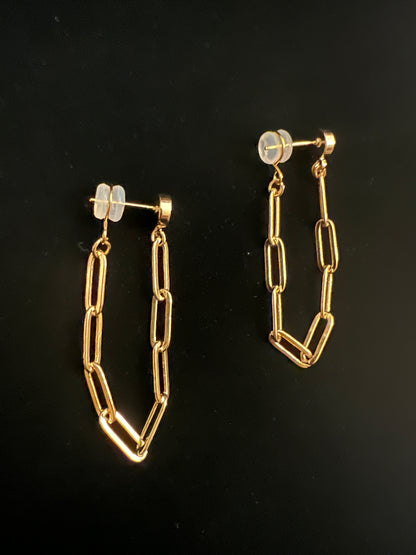 1 Tier Paperclip 18kt Plated Sun Gold Earrings