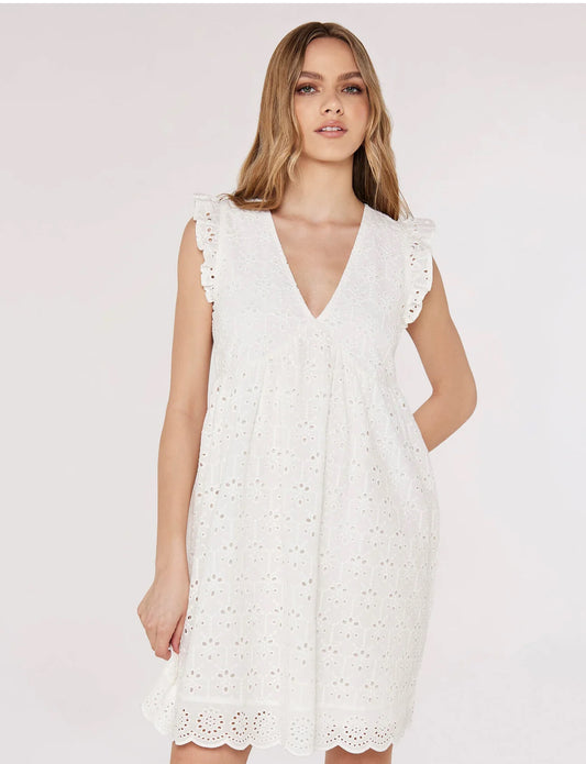 Broderie Anglaise V Neck