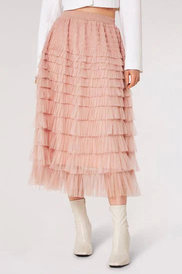 Tulle Maxi Skirt - Pink & Beige