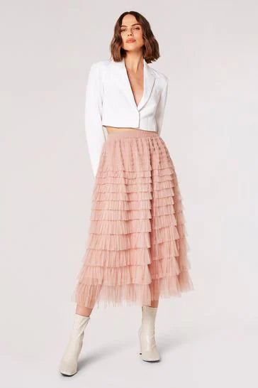 Tulle Maxi Skirt - Pink & Beige