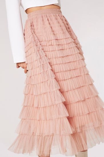 Tulle Maxi Skirt - Pink & Beige