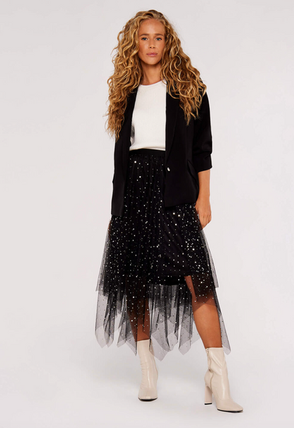 ***NOW AVAILABLE (while quantities last)!  Metallic Stars Tulle Midi Skirt