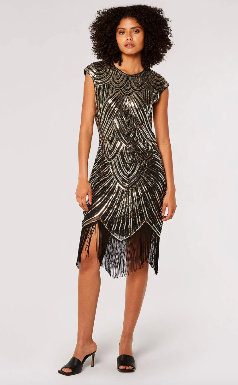 Art Deco Sequin Fringe Mini Dress