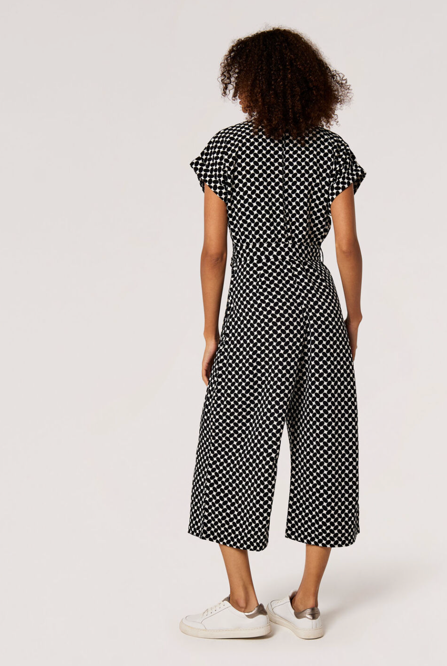 Oval Print Wrap Culotte Jumpsuit