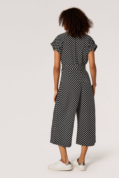 Oval Print Wrap Culotte Jumpsuit