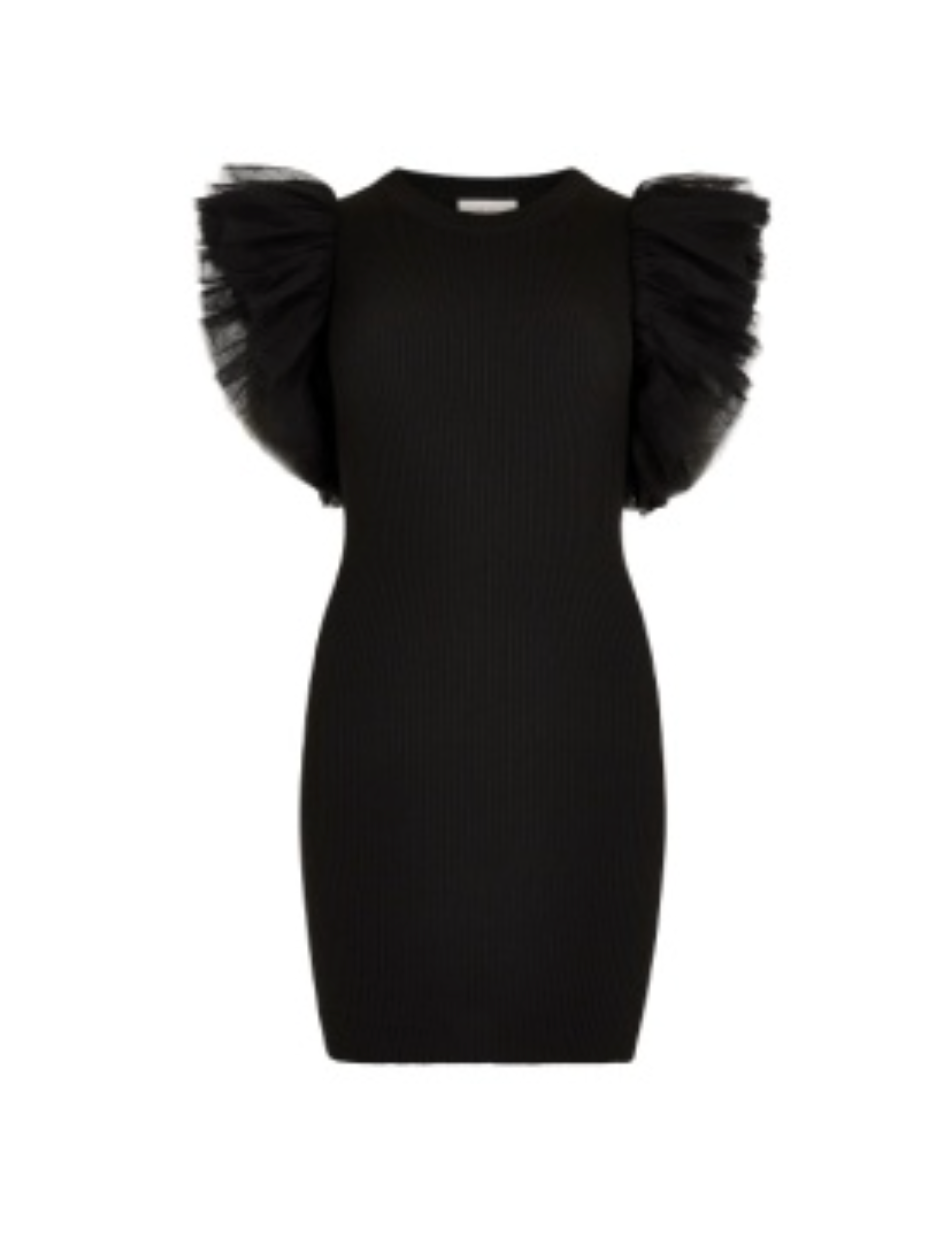 ***NOW AVAILABLE (while quantities last)!  Tulle Sleeve Knitted Mini Dress