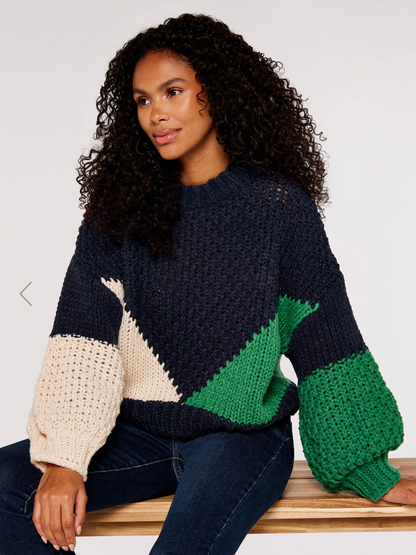 Colour Block Chunky Knit Jumper