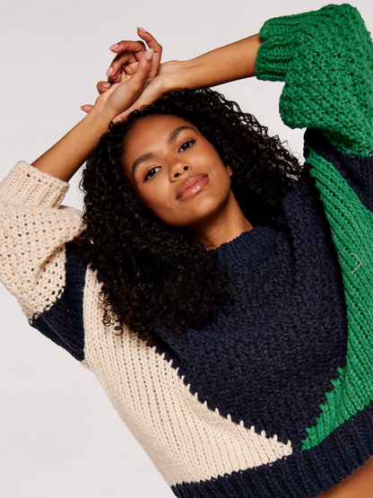 Colour Block Chunky Knit Jumper