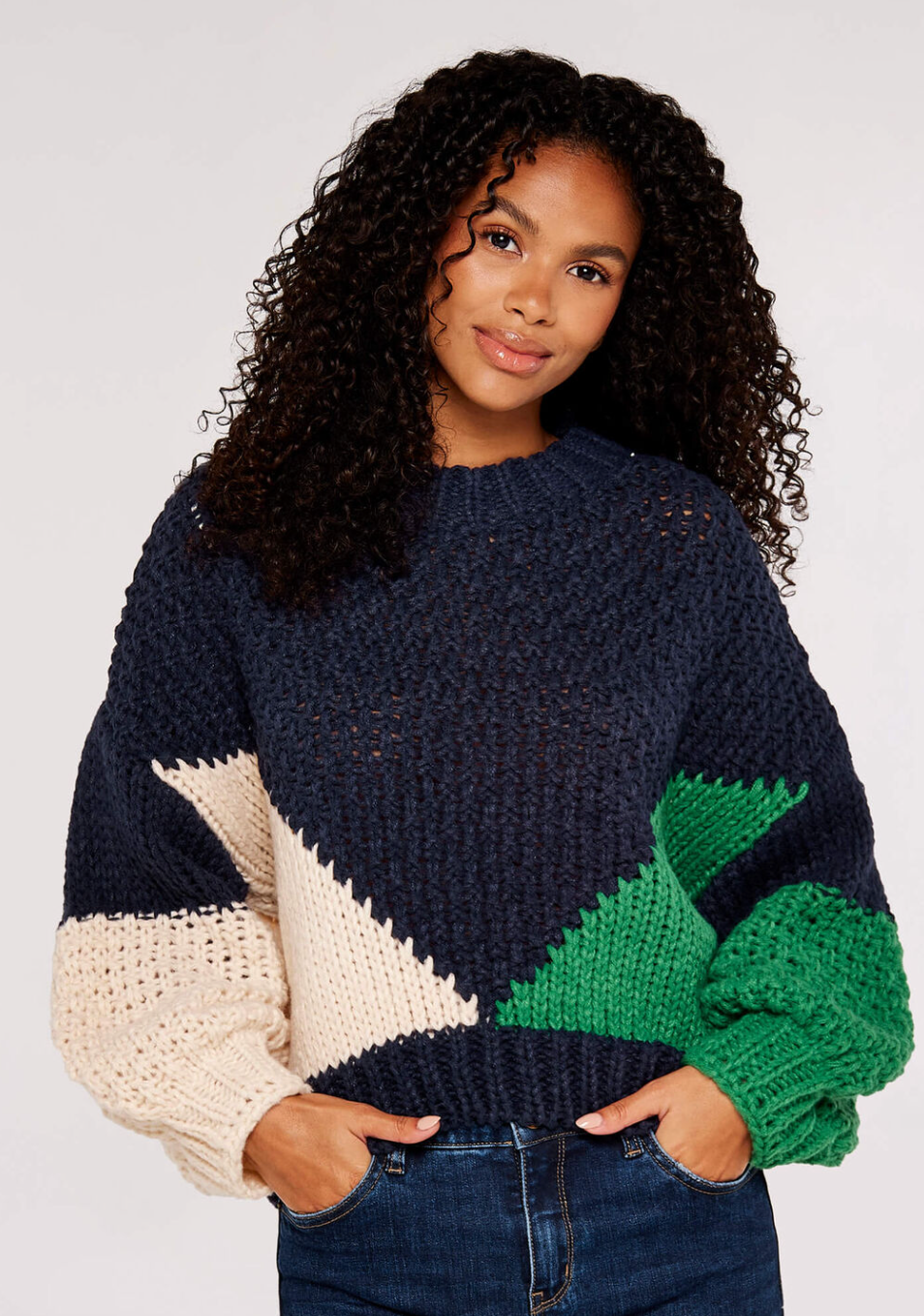 Colour Block Chunky Knit Jumper