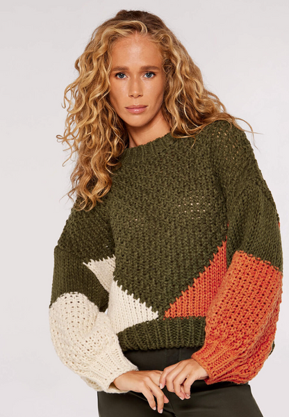 Colour Block Chunky Knit Jumper