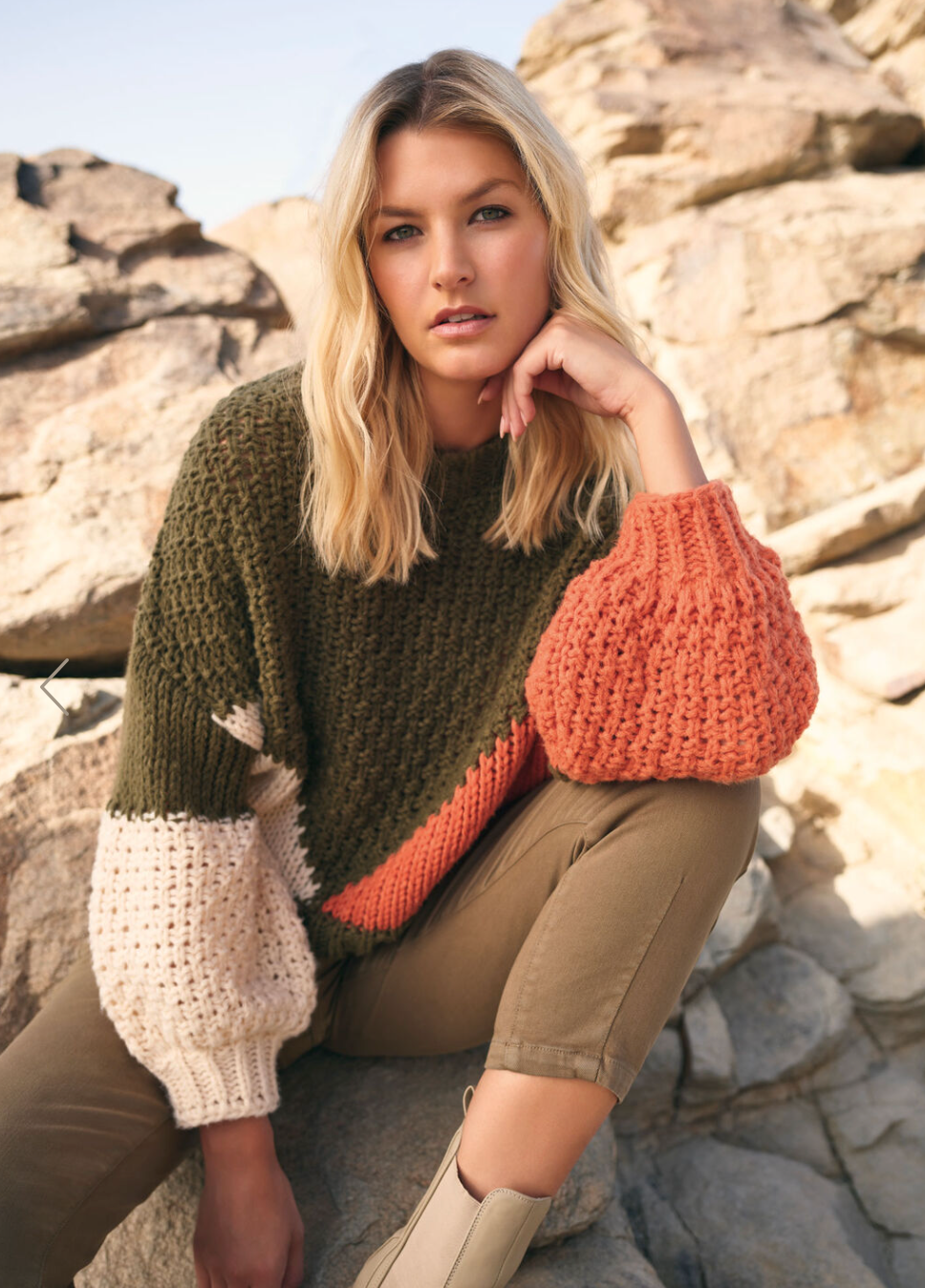 Colour Block Chunky Knit Jumper