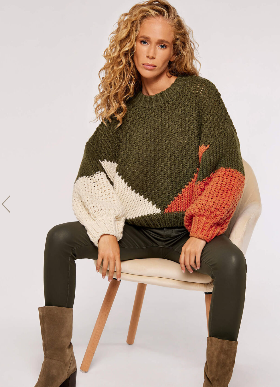 Colour Block Chunky Knit Jumper