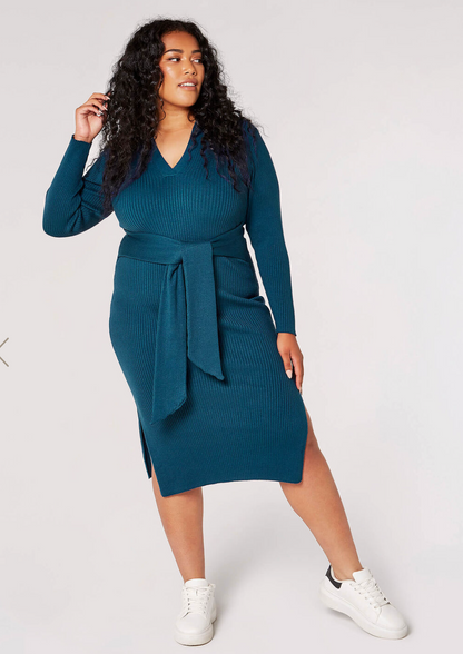 Curve Ribbed Midi Dress