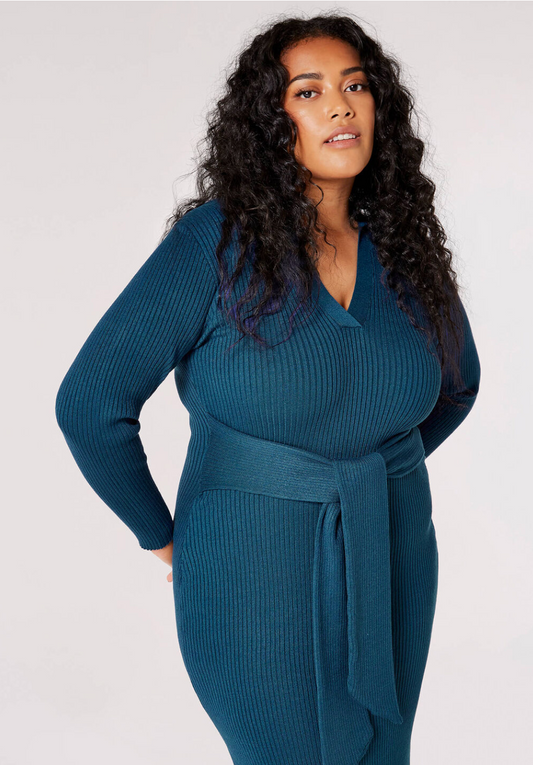 Curve Ribbed Midi Dress