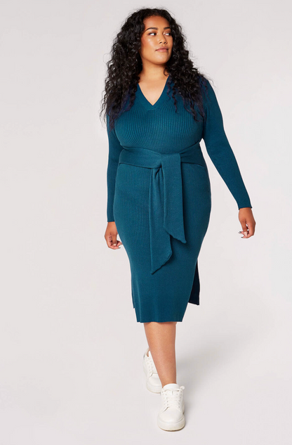 Curve Ribbed Midi Dress