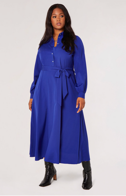 Curve Belted Shirt Midi Dress