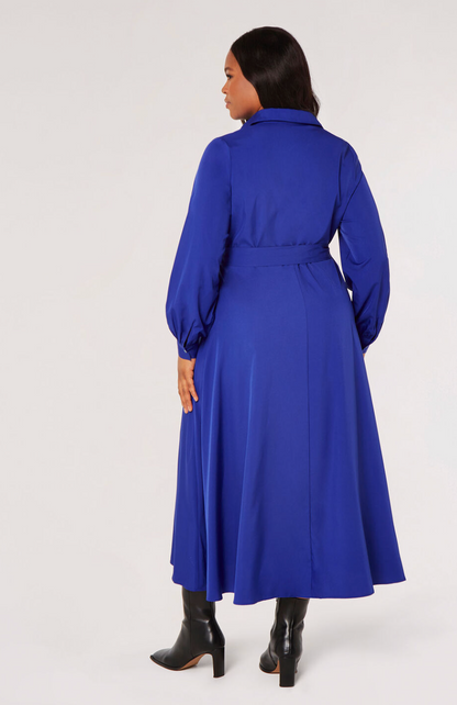 Curve Belted Shirt Midi Dress