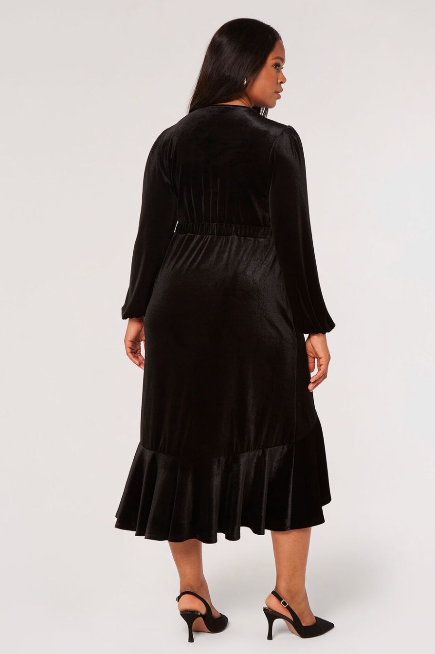 Curve Velvet Wrap Midi Dress