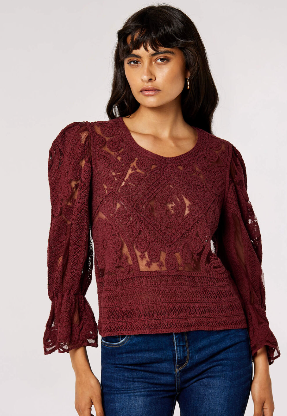 Cotton Embroidered Mesh Top