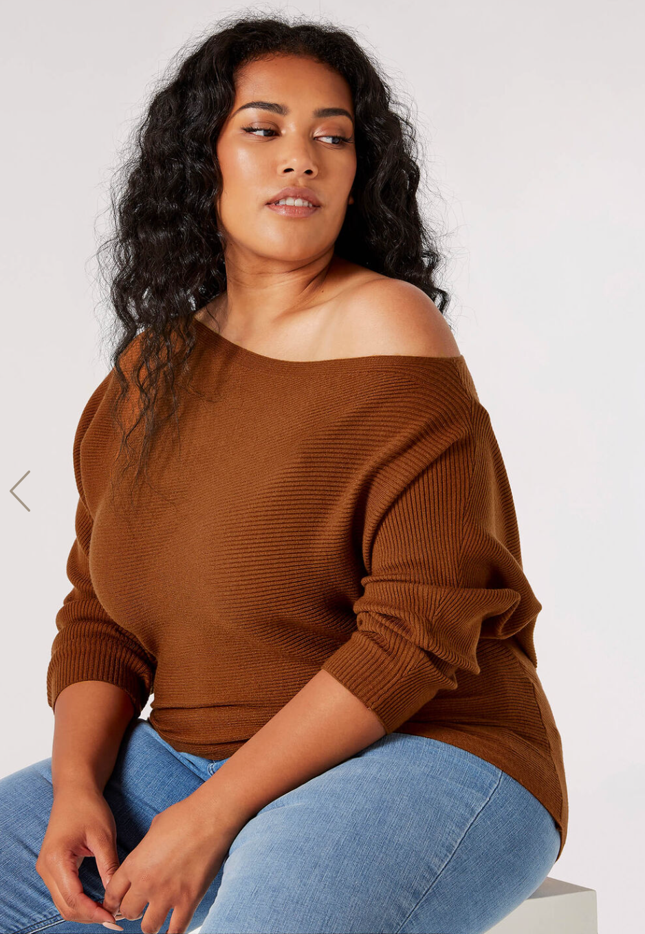 Curve Off Shoulder Ribbed Jumper