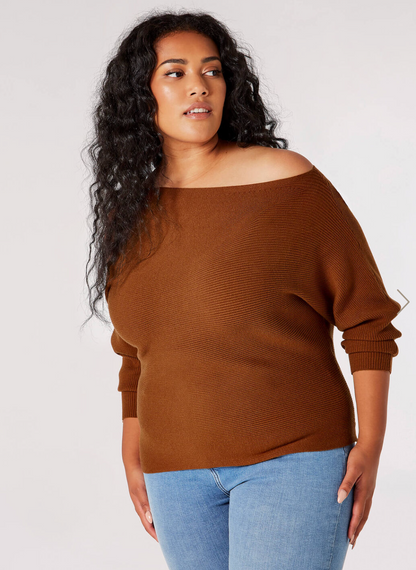 Curve Off Shoulder Ribbed Jumper