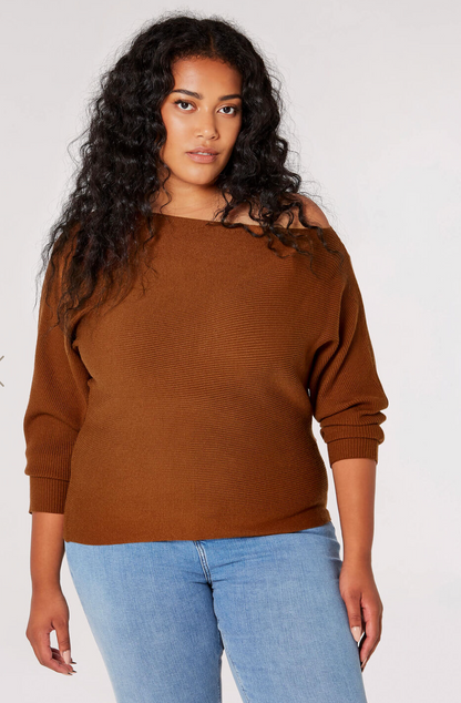 Curve Off Shoulder Ribbed Jumper