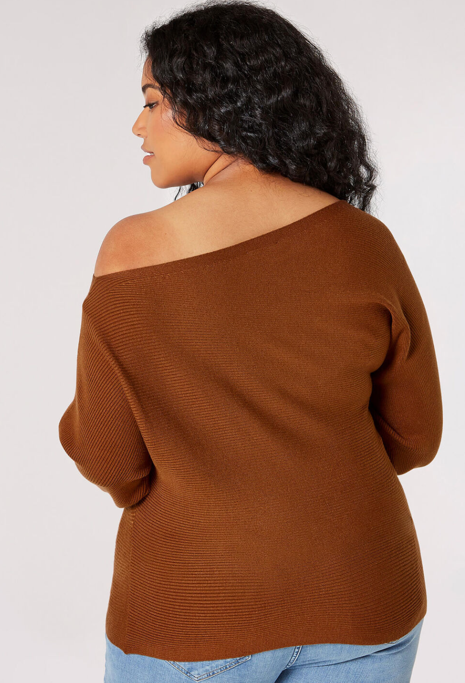 Curve Off Shoulder Ribbed Jumper