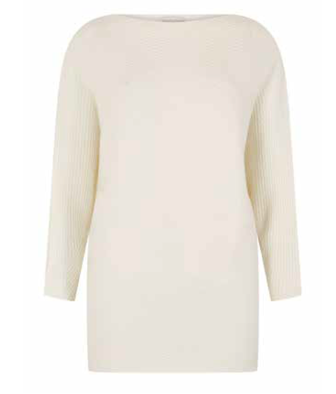 Apricot Mini Rectangles Batwing Jumper White