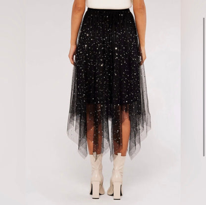 ***NOW AVAILABLE (while quantities last)!  Metallic Stars Tulle Midi Skirt